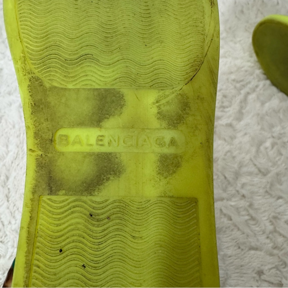 Balenciaga Arena Leather High Neon Sneakers Yellow 433296 Size 38 - Picture 8 of 12